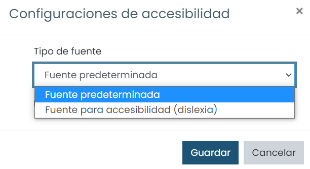 Imagen selector fuente predeterminada o fuente adaptada a dislexia