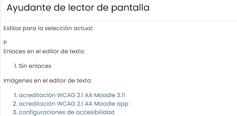 resultado de herramienta "ayudante de lector de pantalla"